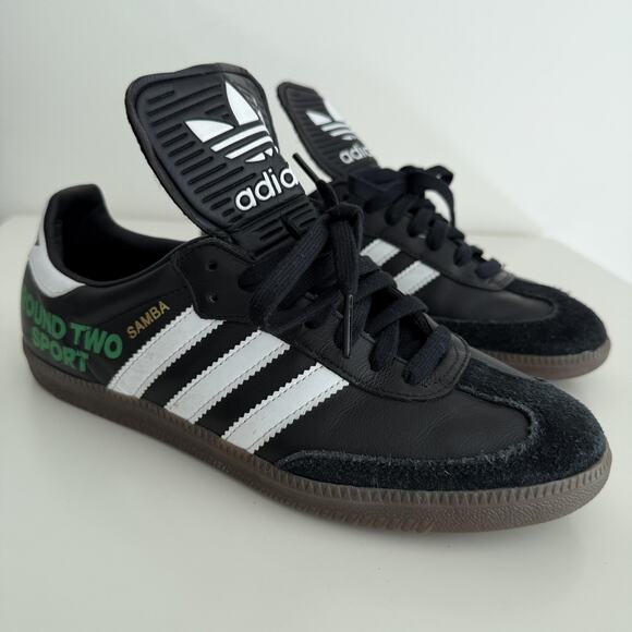 Adidas Samba Round Two Sneaker Mens 7.5 Black Leather Sport Sean Wotherspoon